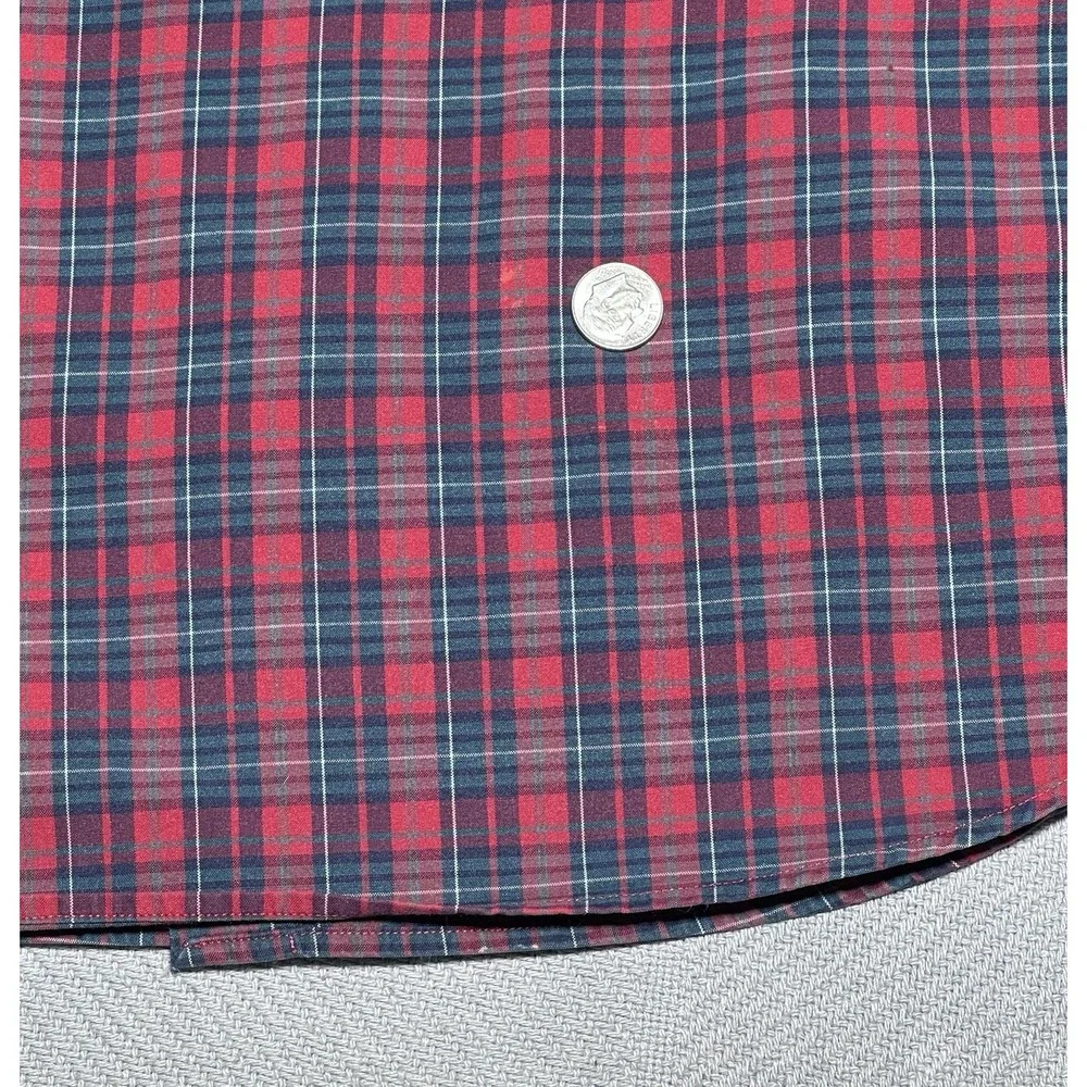 Ralph Lauren Blake Red Tartan Plaid Two-Ply Cotton Button Down Shirt Size Medium